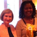 Milly Bergman presents AAUW Fort Bend Educator of 2016 award to Aerica Dial, Teacher, Townewest Elementary, 5th Grade