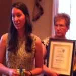 AAUW Texas District Rep Brenda Moss presenting Rachel Grinestaff with the 2016 Mary Frierson Scholarship